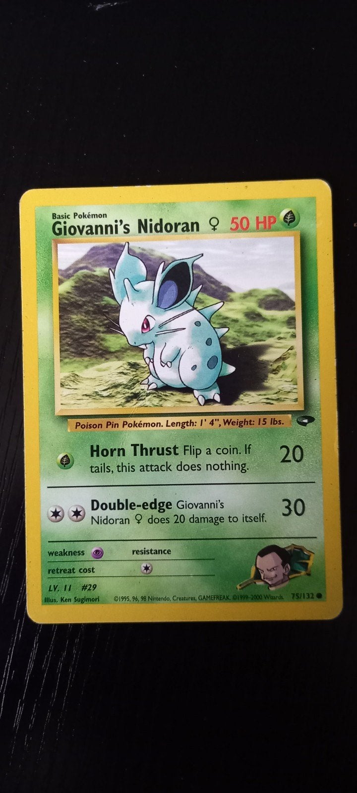 Pokémon Kaart: Giovanni's Nidoran (Vrouwtje) 75/132, Ophalen of Verzenden, Gebruikt, Losse kaart