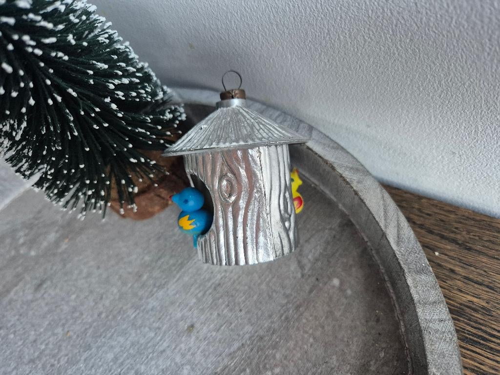 Vintage kerstbal vogelhuisje met vogeltjes 604, Diversen, Kerst, *, Gebruikt, *, Ophalen of Verzenden
