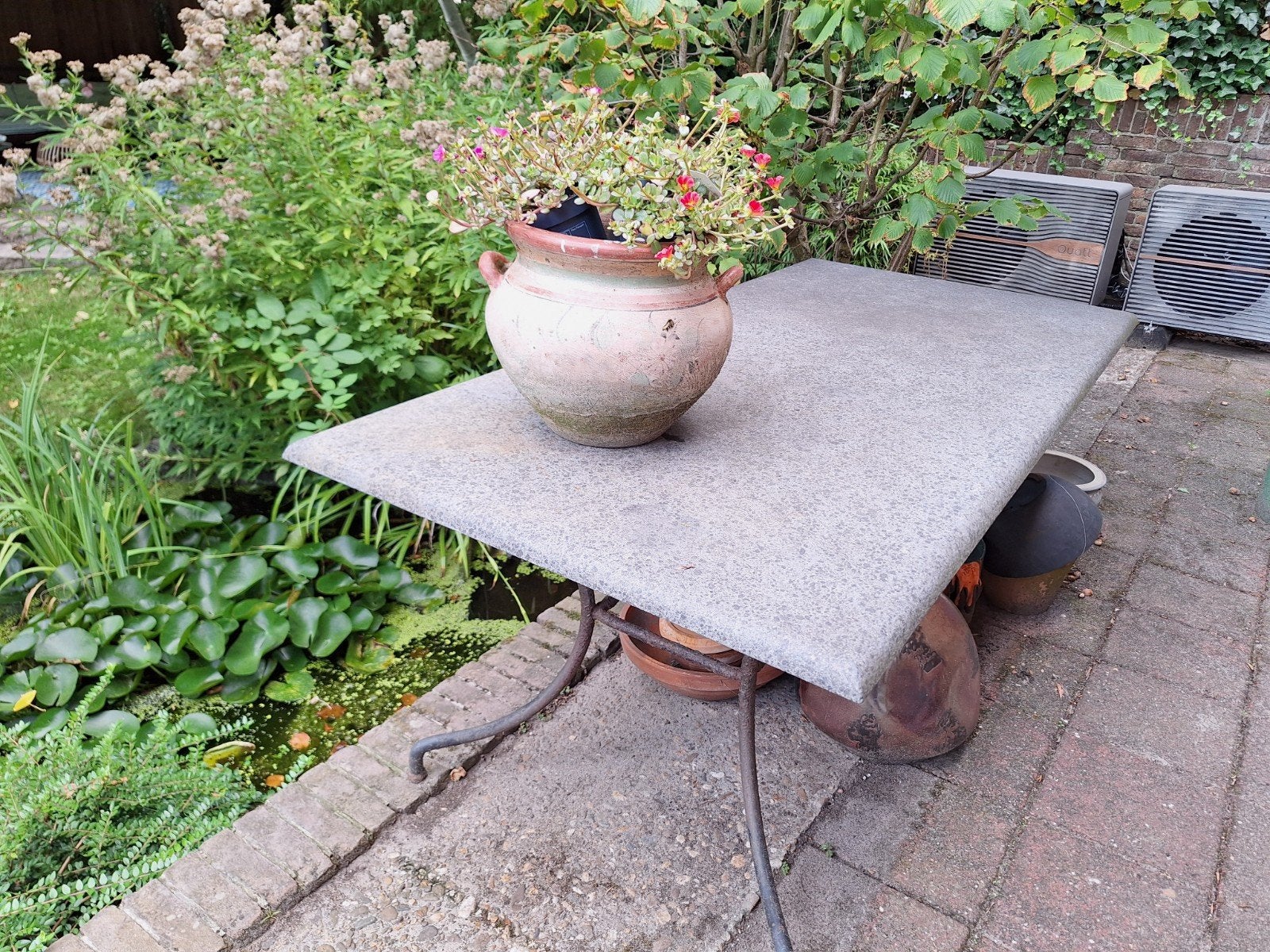 Buitentafel met granieten blad (179x90 cm), Ophalen, Gebruikt, Rechthoekig, Overige materialen