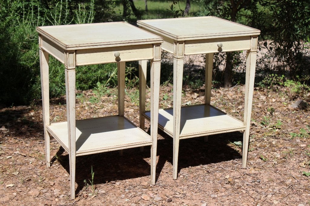 Brocante - Set van 2 statige bijzetkastjes / nachtkastjes!, Ophalen, Gebruikt, Minder dan 45 cm, 55 tot 70 cm