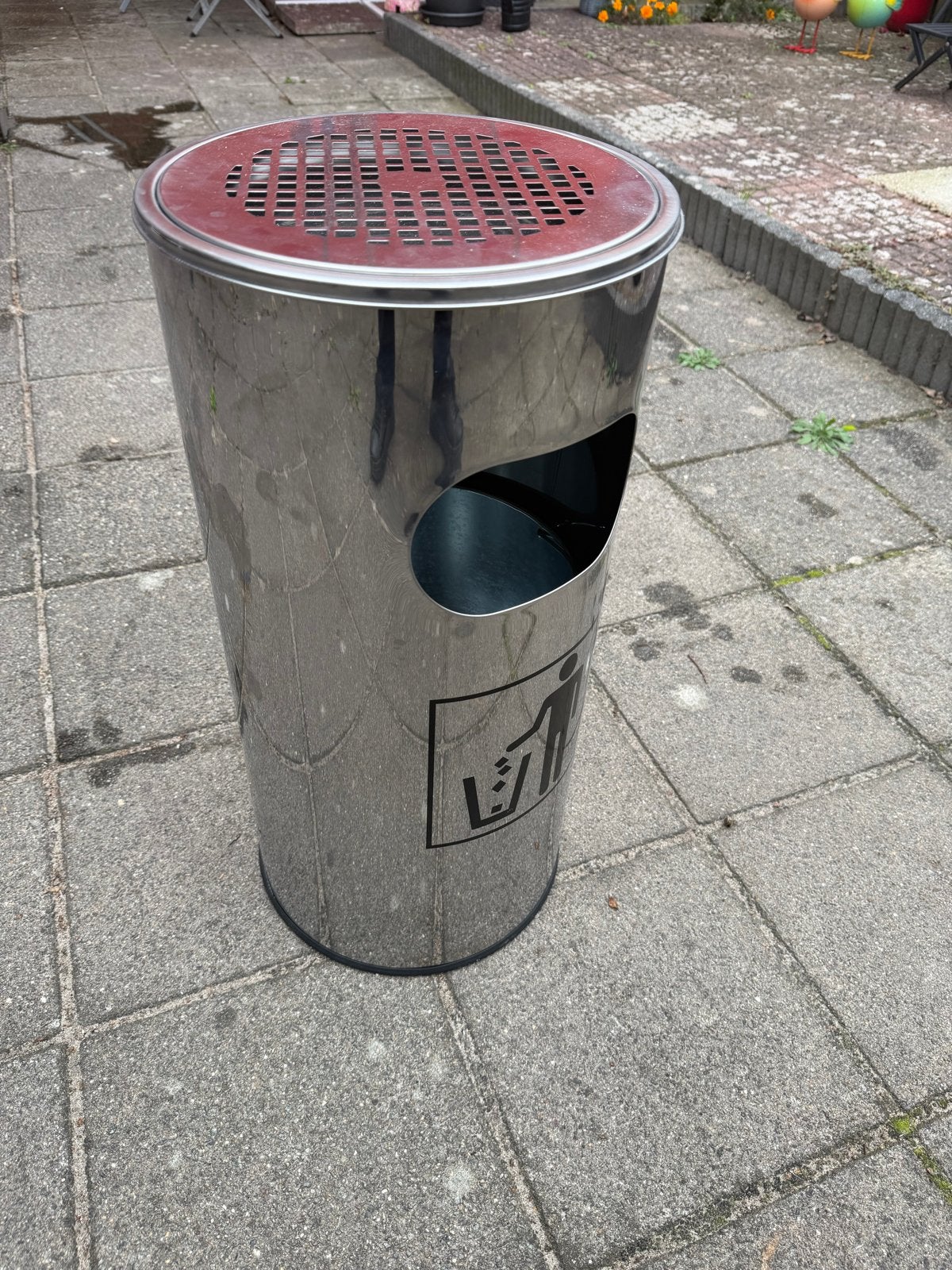 RVS Afvalbak met Asbak - Zo goed als nieuw, Huis en Inrichting, Ophalen, Zo goed als nieuw, Rvs, 75 – 100