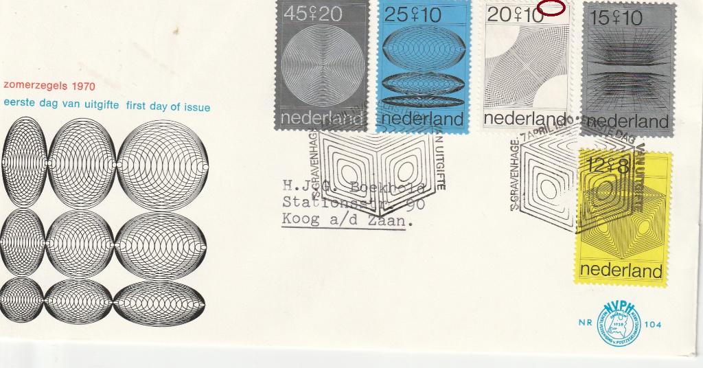 fdc e104 met plaatfout 967mp3   LEES, Postzegels en Munten, Postzegels | Eerstedagenveloppen, Ophalen of Verzenden, Beschreven