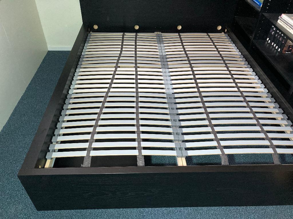 Zwart Ikea Malm bed 180. Afleveren mogelijk, Ophalen of Verzenden, Gebruikt, Tweepersoons