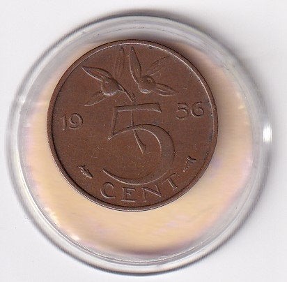 5 Cent 1956  Fraai  Mooi, Verzenden, Koningin Juliana, 5 cent, Losse munt