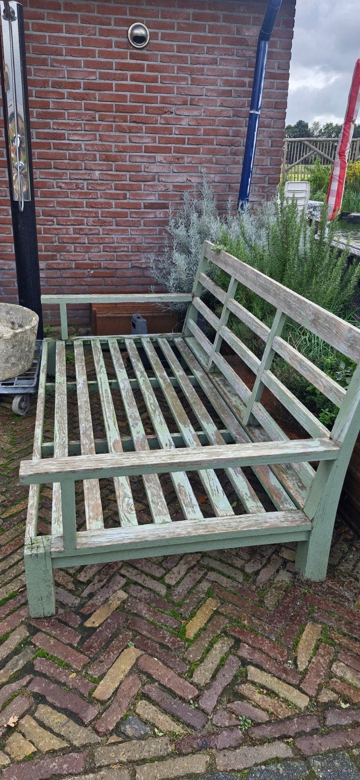 Teakhouten loungebank voor buiten, Tuin en Terras, Ophalen of Verzenden, Gebruikt, Teakhout