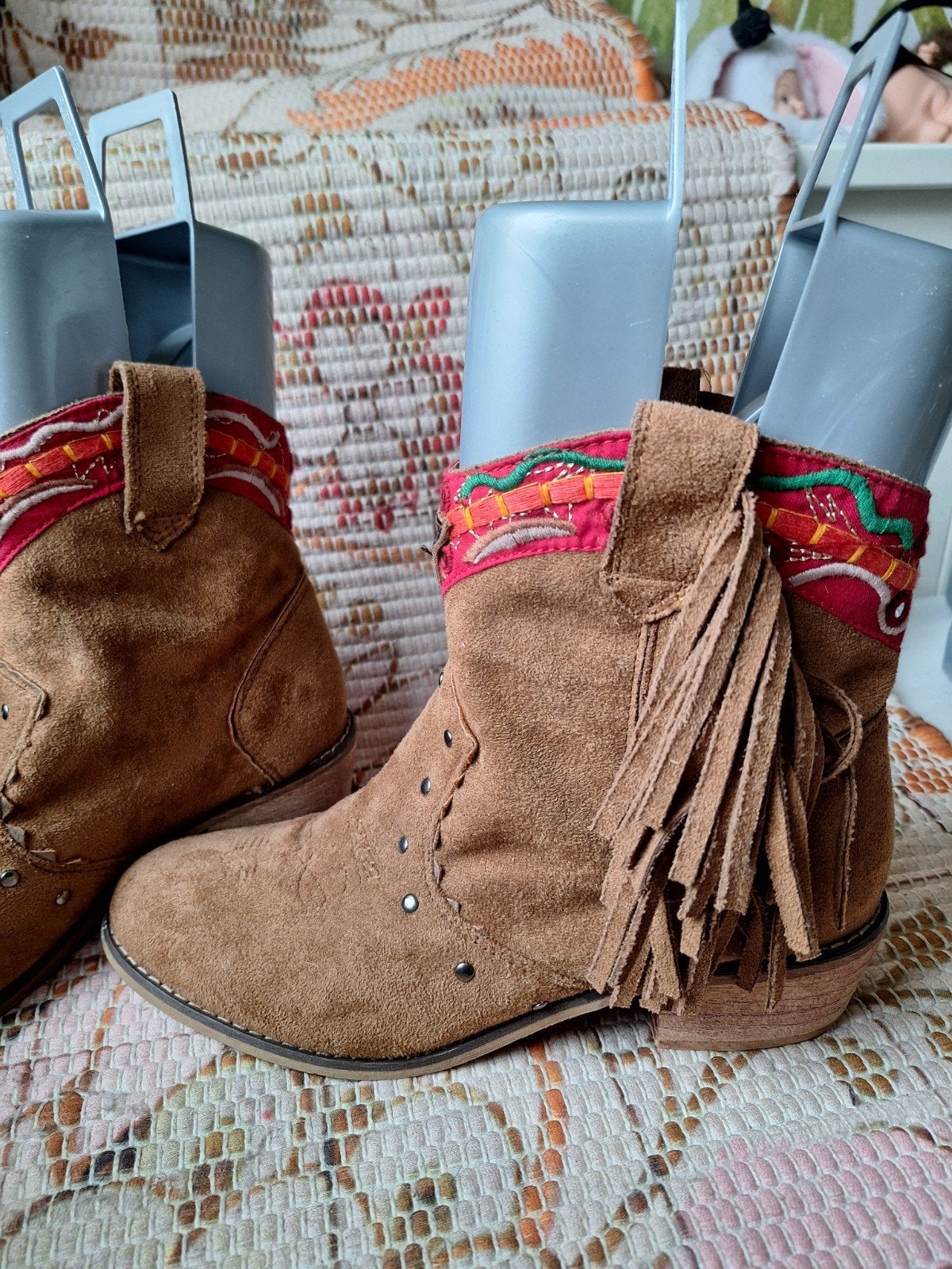 Laarzen 38 suedine ibiza boho style franjes 38, Ophalen of Verzenden, Gedragen, Bruin, Lage of Enkellaarzen