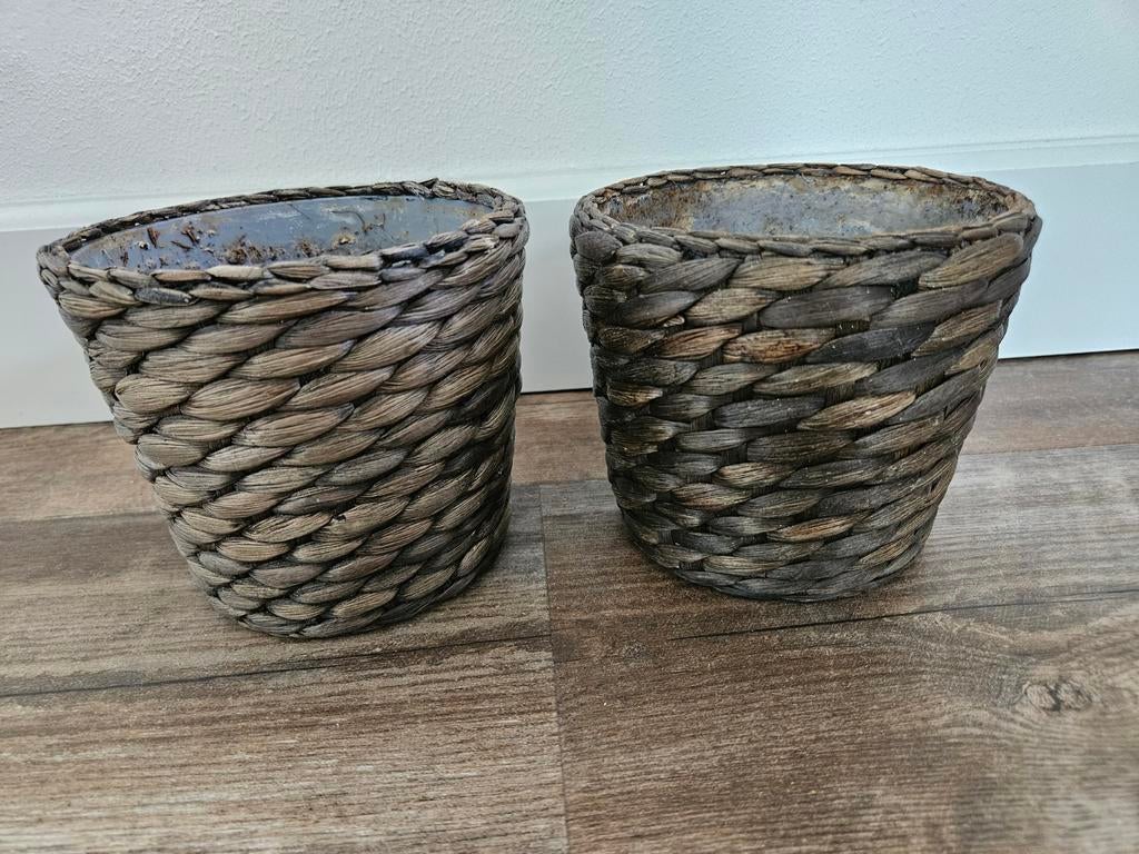 IKEA DRUVFLÄDER sierpotten waterhyacint/grijs D12H12, Tuin en Terras, Bloempotten, Ophalen, Rond, Binnen, Zo goed als nieuw