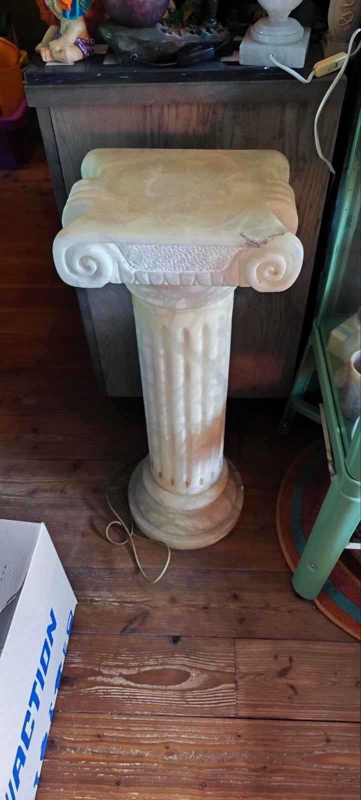 Antieke marmeren zuil met verlichting, Antiek en Kunst, Ophalen of Verzenden
