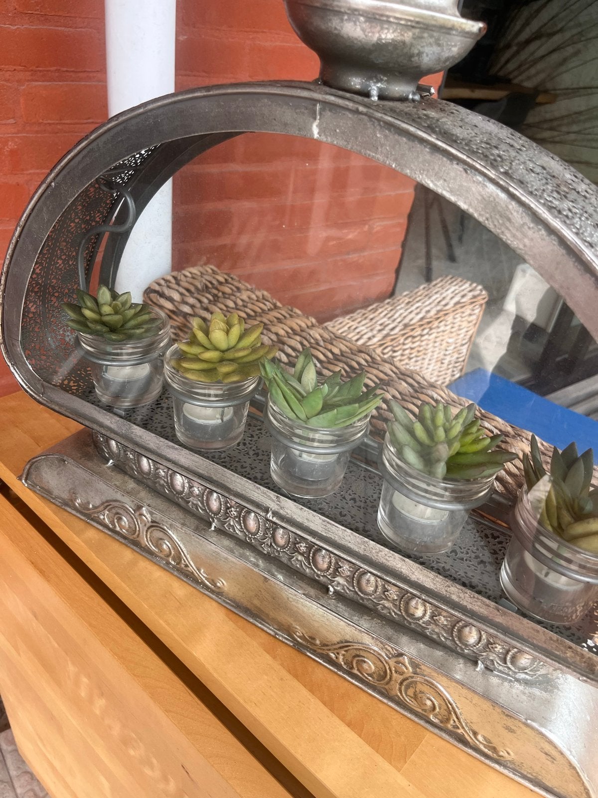 Decoratieve oosterse lantaarn met glazen kap, Ophalen, Vintage, Gebruikt, Metaal
