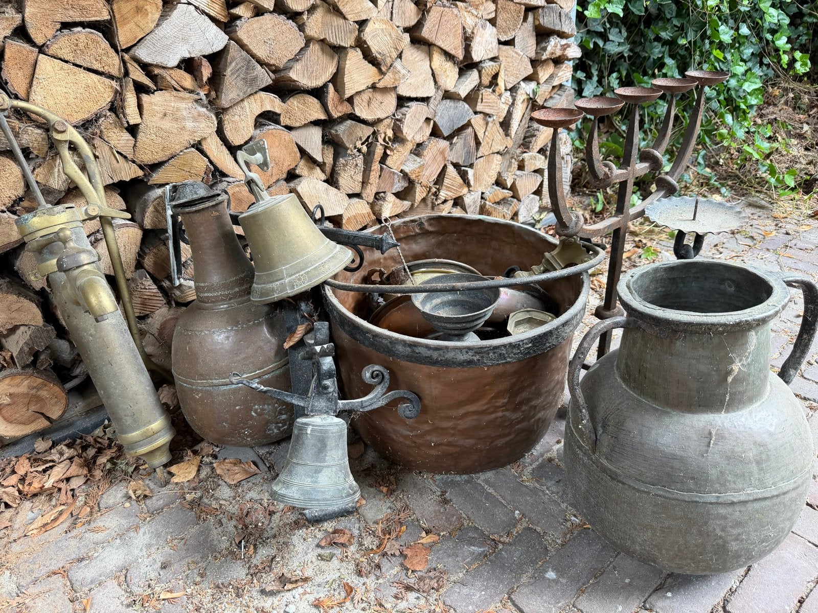 Diverse antieke koperen en bronzen voorwerpen, Ophalen, Koper