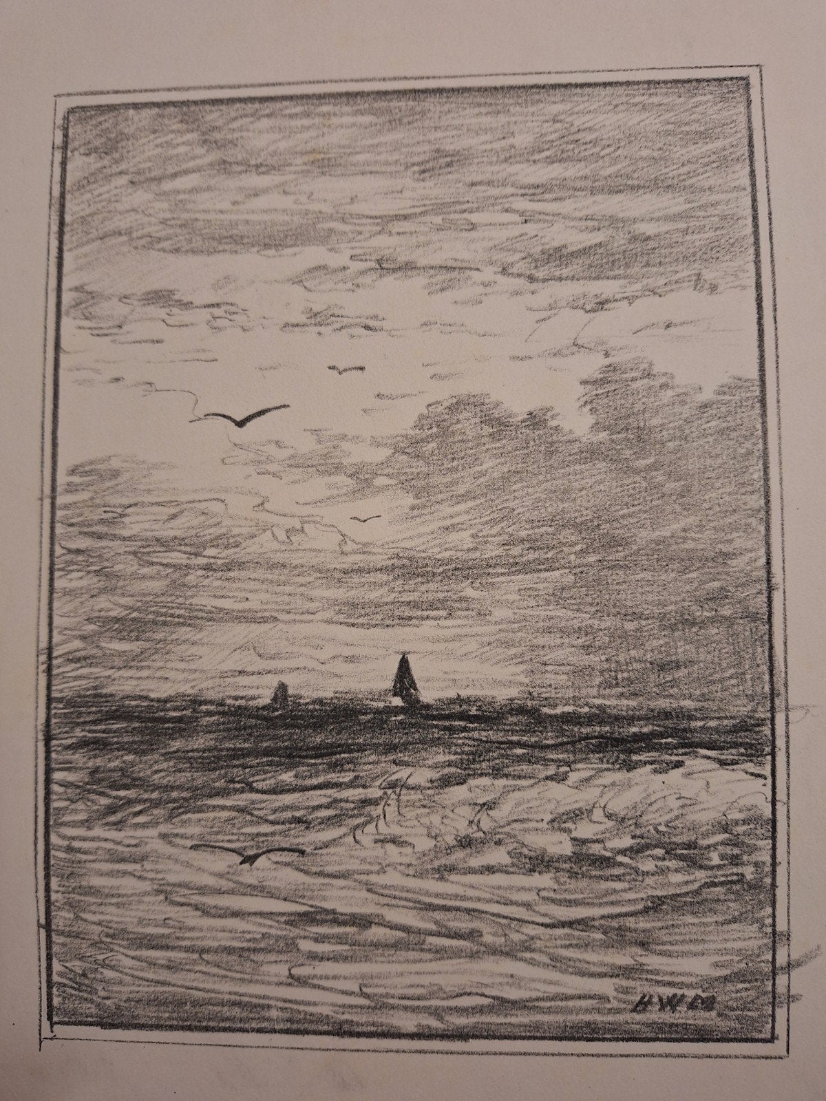 Lithografie Hendrik Willem Mesdag - Zeegezicht, Antiek en Kunst, Ophalen of Verzenden