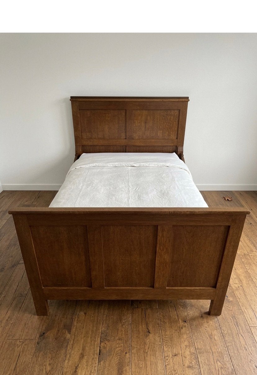 Grootmoeders bed met ijzeren spiraal - 120 cm breed, Ophalen, Gebruikt, Eenpersoons, 120 cm