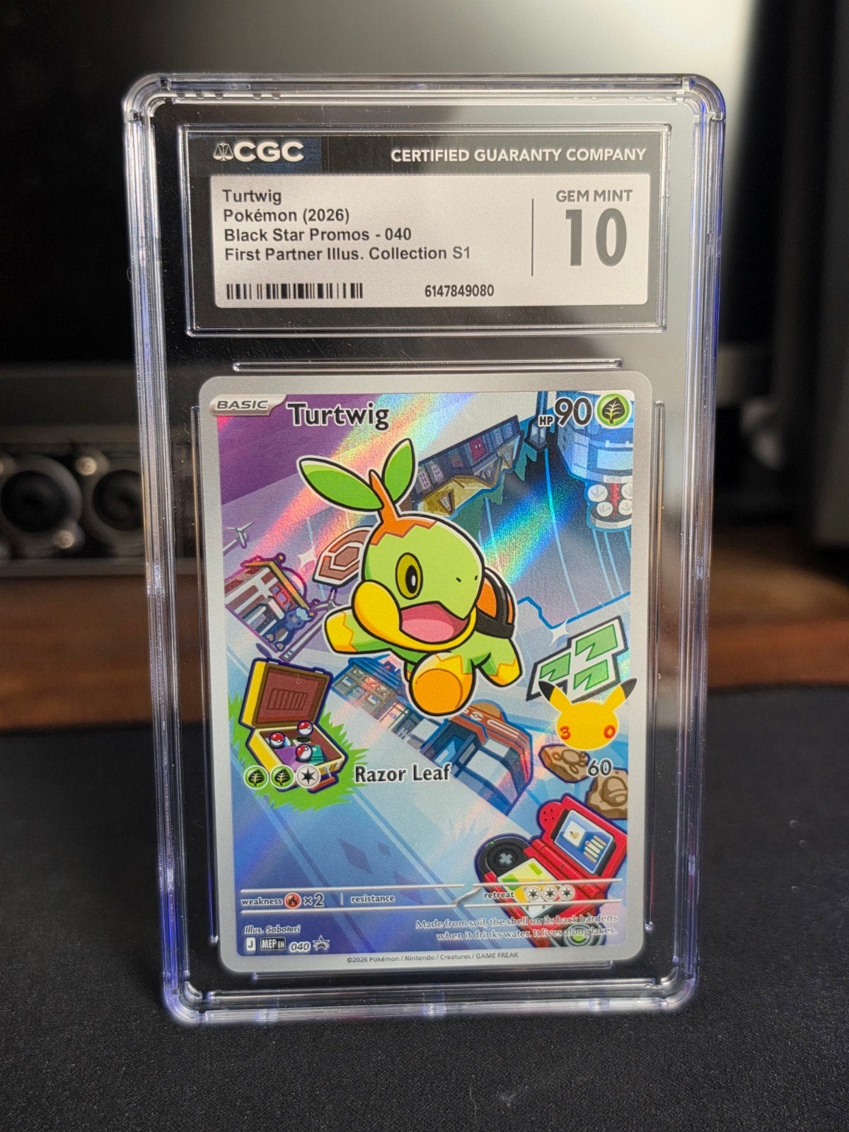 Turtwig 040 CGC 10 Gem Mint Pokémon Kaart, Ophalen of Verzenden, Zo goed als nieuw, Losse kaart