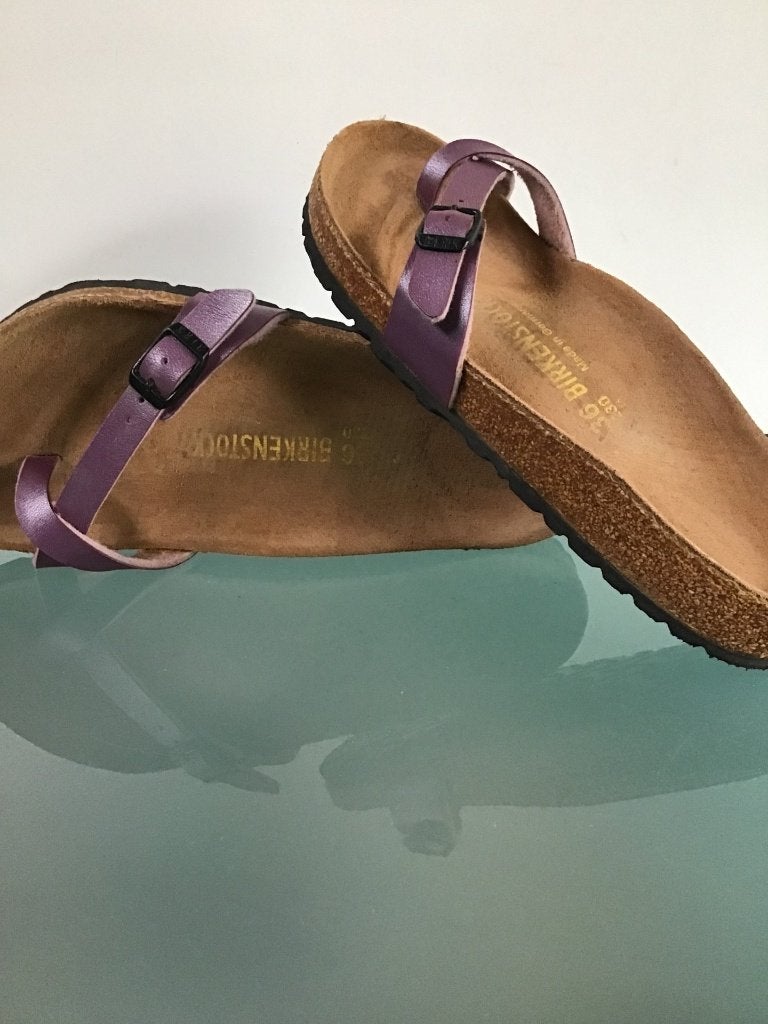 Birkenstock 36 Piazza | paarse slippers | Gratis verzenden, Kleding | Dames, Slippers, Overige kleuren, Verzenden, Zo goed als nieuw