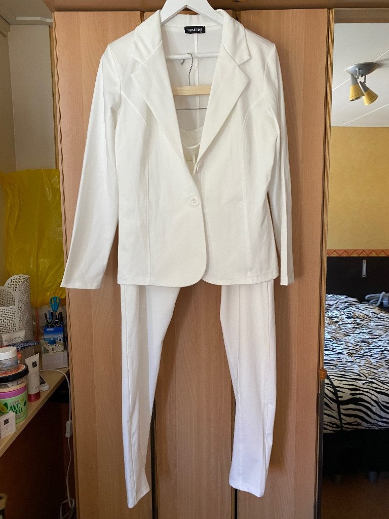 Nieuw offwhite travelstof pak Triple Nine, Triple Nine, Kostuum of Pak, Wit, Maat 46/48 (XL) of groter
