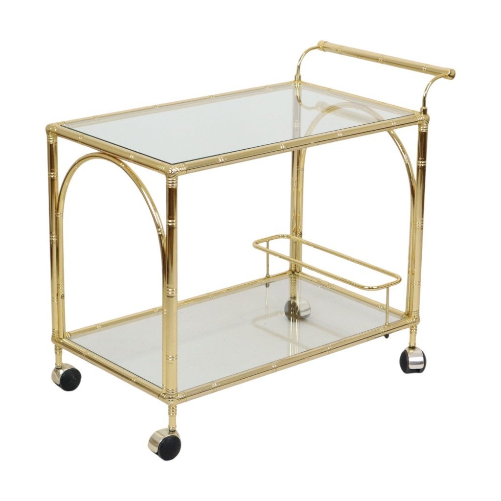 Hollywood Regency Trolley Bar Meubel Faux Bamboe Italy, Ophalen