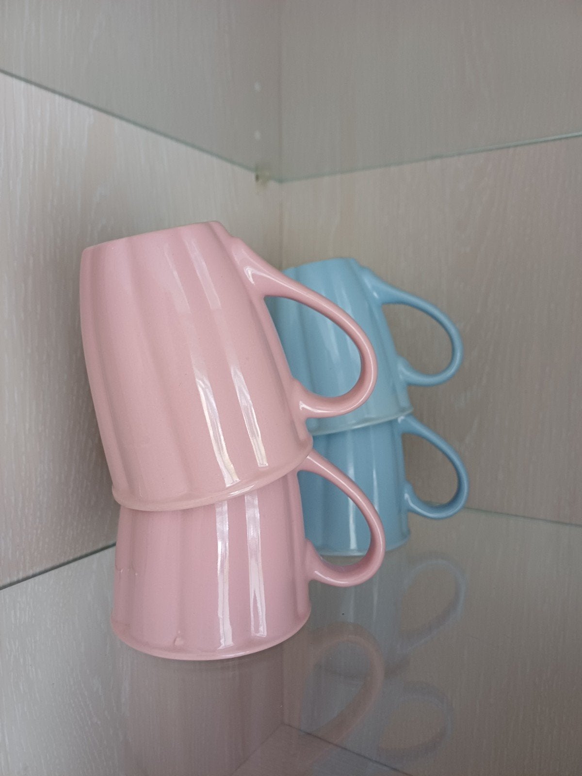 Set van 4 pastelkleurige mokken - roze en blauw, Ophalen