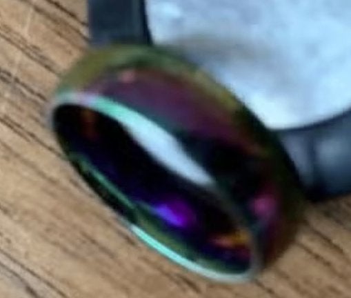 Glanzende ring met olievlek-kleuren, disco-kleuren; 18 mm, 18 tot 19, Overige kleuren, Ophalen of Verzenden, Zo goed als nieuw