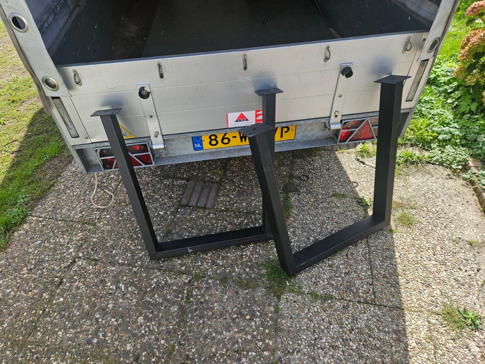 Set van 2 zwarte metalen tafelpootframes, Tafelpoot, Minder dan 50 cm, Gebruikt, Minder dan 50 cm