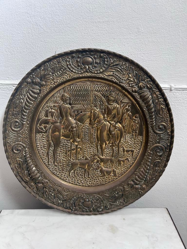 Rond wandbord met jachttafereel, Ophalen of Verzenden