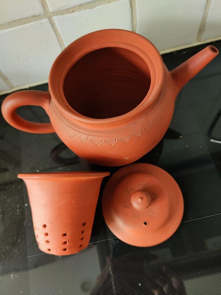 Terracotta Theepot, Theepot/fluitketel, Gebruikt, Ophalen of Verzenden, Steen/keramiek
