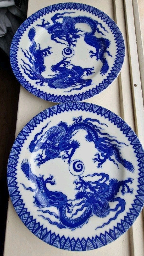 Vintage Japans porseleinen onderbordje/ gebaksbordjes met dr, Ophalen of Verzenden