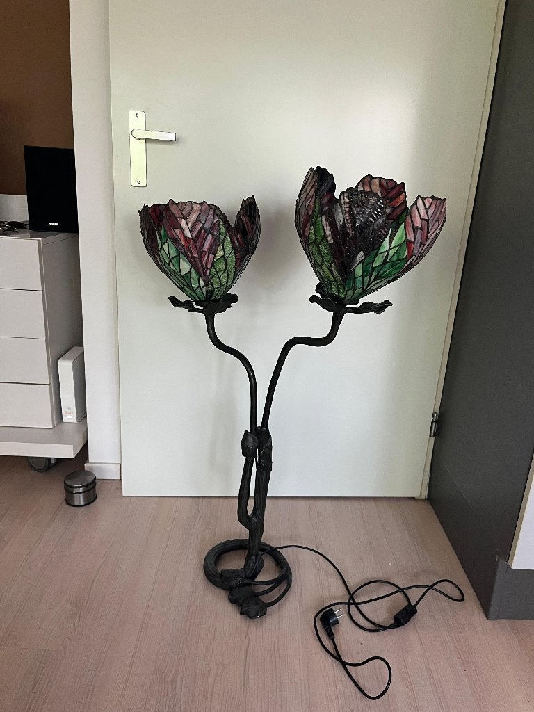 Tiffany lamp staand model, Ophalen, Gebruikt, E27 (groot), Glas