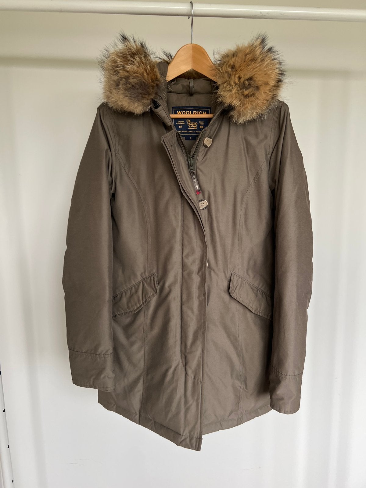 Woolrich Arctic Parka dames S Ramar Cloth echt bont, Ophalen of Verzenden, Zo goed als nieuw, Maat 36 (S), Groen