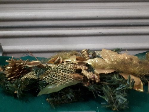 47/a kerststukje op messing standaard, Ophalen of Verzenden, 'T Olde Gre-j, Info@toldegrej.nl, Endepoelstraat 20f Didam