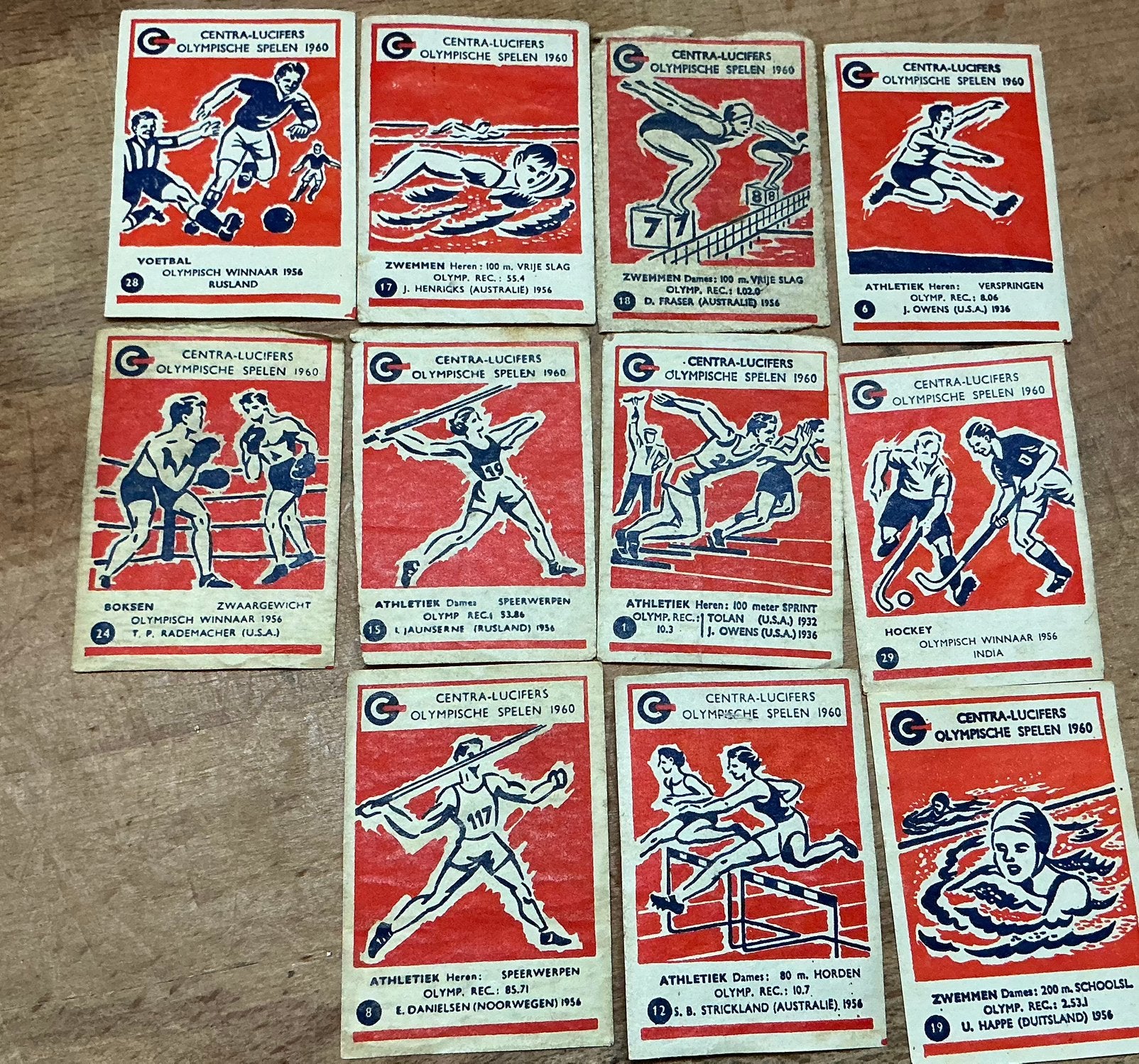Aantal oude lucifermerken olympische spelen centra markt, Ophalen of Verzenden, Gebruikt, Luciferdoosjes of -merken