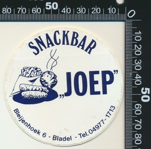 Sticker: Snackbar Joep - Bladel, Ophalen of Verzenden, Zo goed als nieuw, Bedrijf of Vereniging