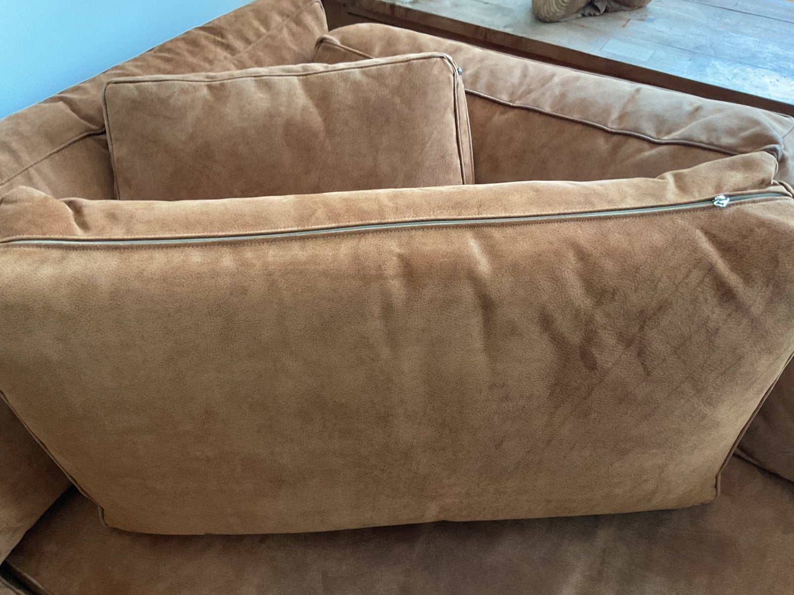 Micovezel hoekbank/ ottomaan met koudschuim vulling, Ophalen, Gebruikt, Rechthoekig, 125 cm of meer