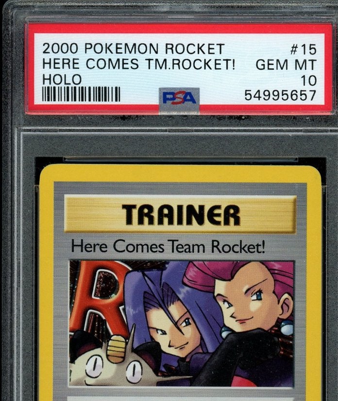 PSA 10 Holo Vintage WoTC | Here Comes Team Rocket!, Hobby en Vrije tijd, Verzamelkaartspellen | Pokémon, Ophalen of Verzenden