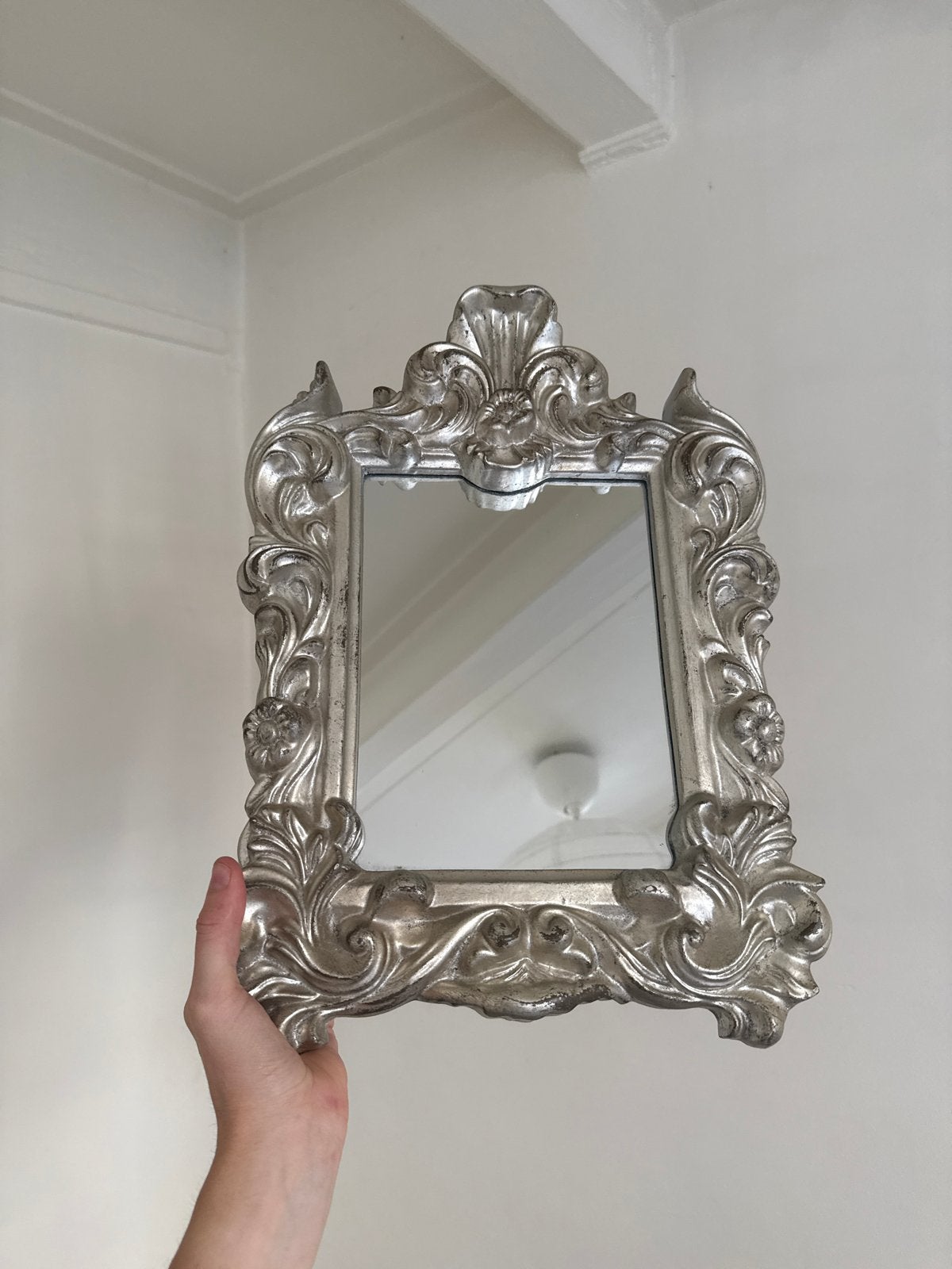 Barok spiegel zilverkleurig - Verhuisverkoop, Ophalen, Minder dan 50 cm, Gebruikt, Minder dan 100 cm