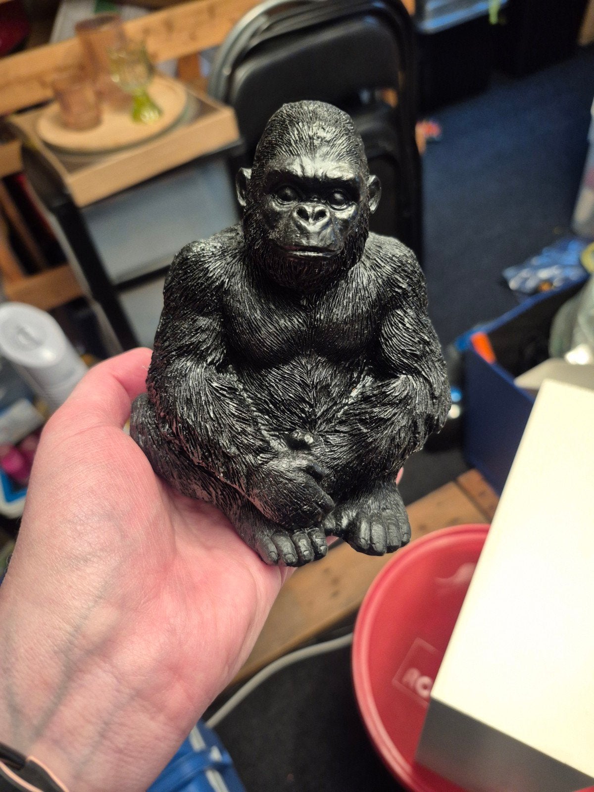 Zwart gorilla beeldje, Ophalen of Verzenden, Zo goed als nieuw, Hond of Kat, Beeldje of Figuurtje