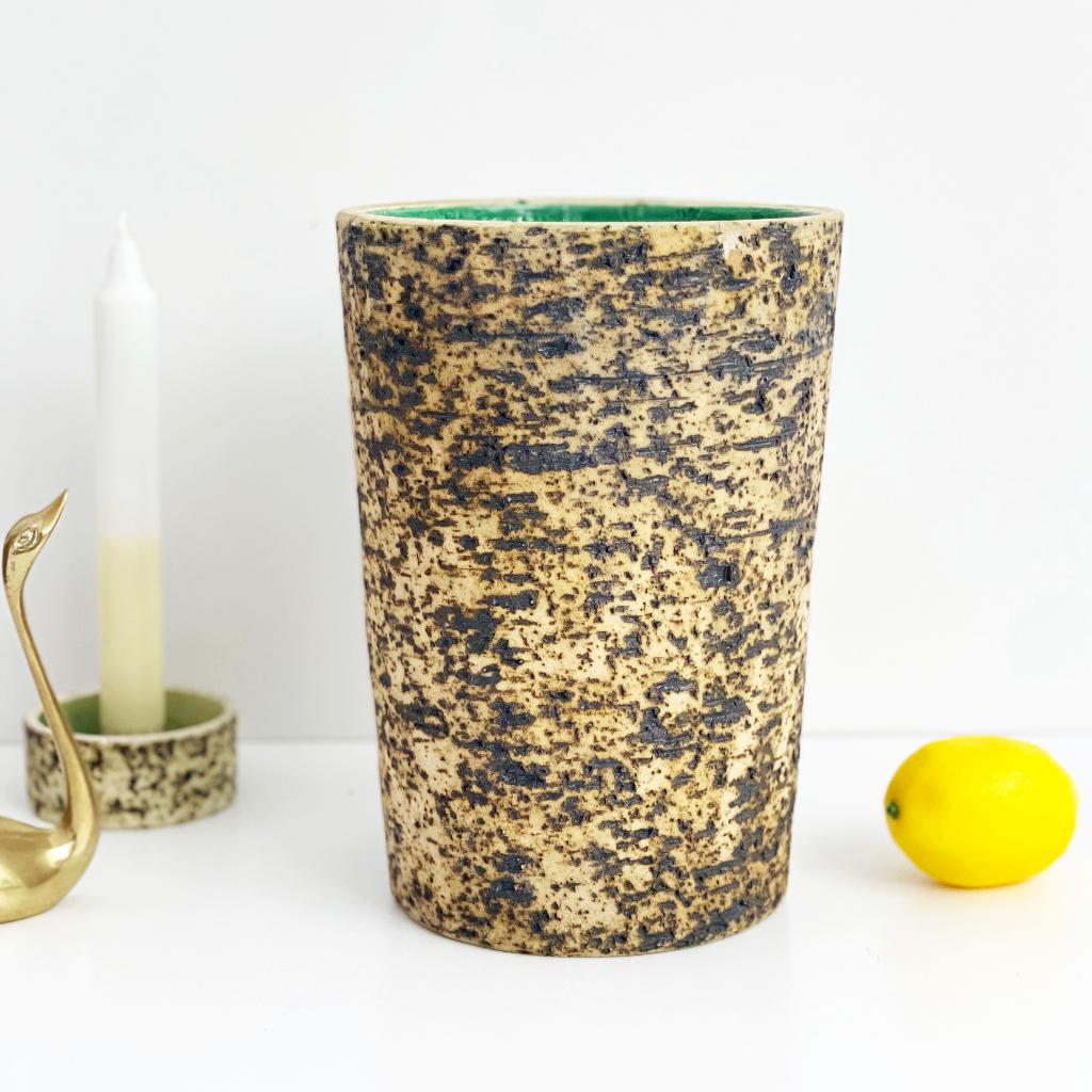 XL vintage keramiek berkenbast PLANTENPOT of VAAS MidCentury, Antiek en Kunst, Ophalen of Verzenden