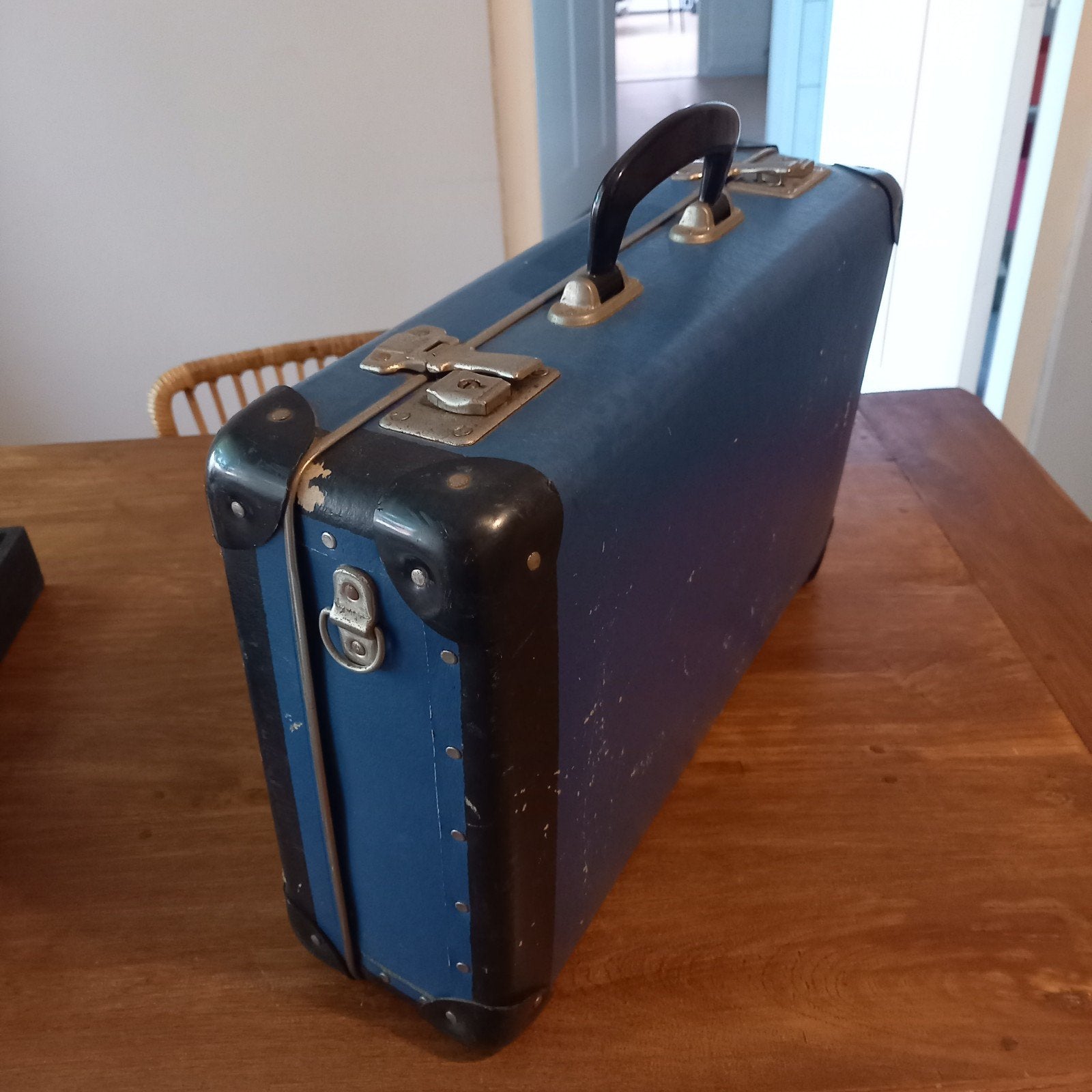 Antiek/Vintage brocante koffer zonder sleutel met slotjes, Ophalen of Verzenden