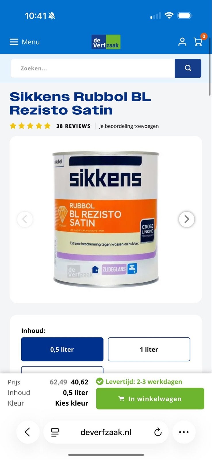 Sikkens Rubbol BL Rezisto Satin - 0,5 liter, Wit, Nieuw, Ophalen of Verzenden, Lak