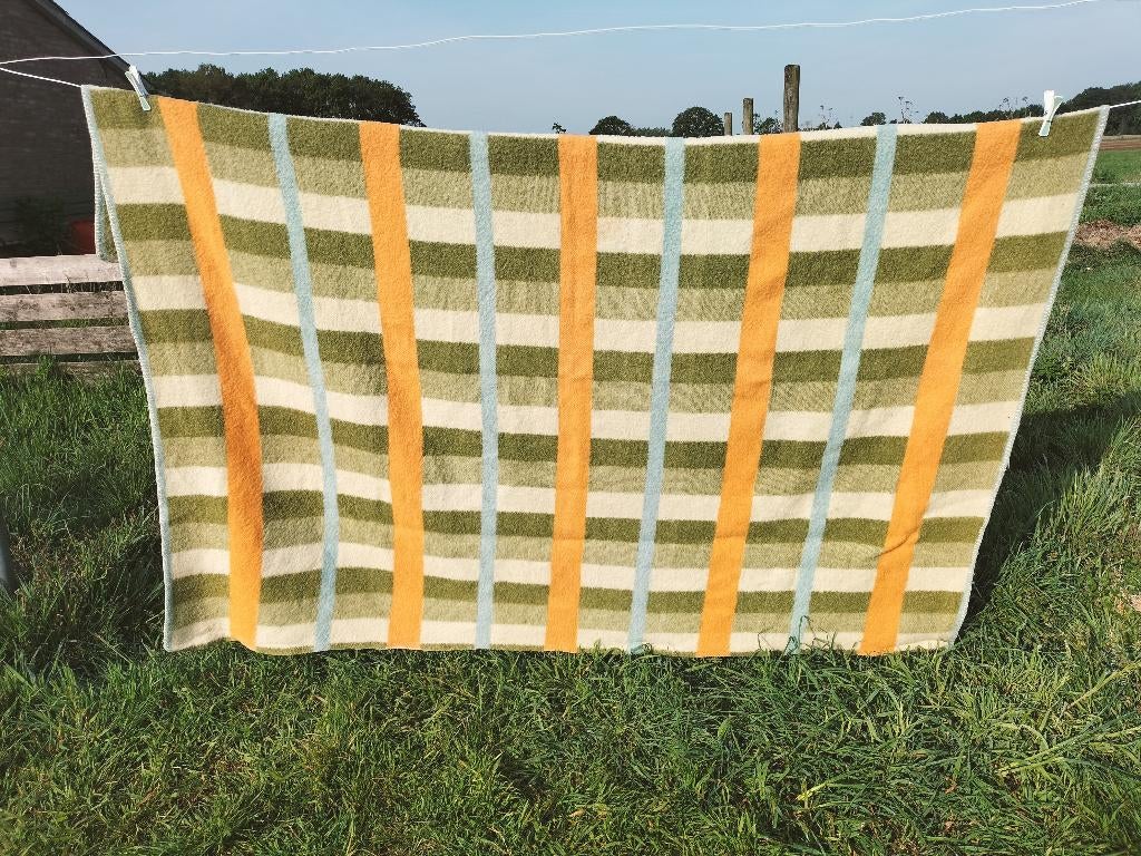 Prachtige vintage / retro scheer wollen deken / plaid, Ophalen of Verzenden, Gebruikt