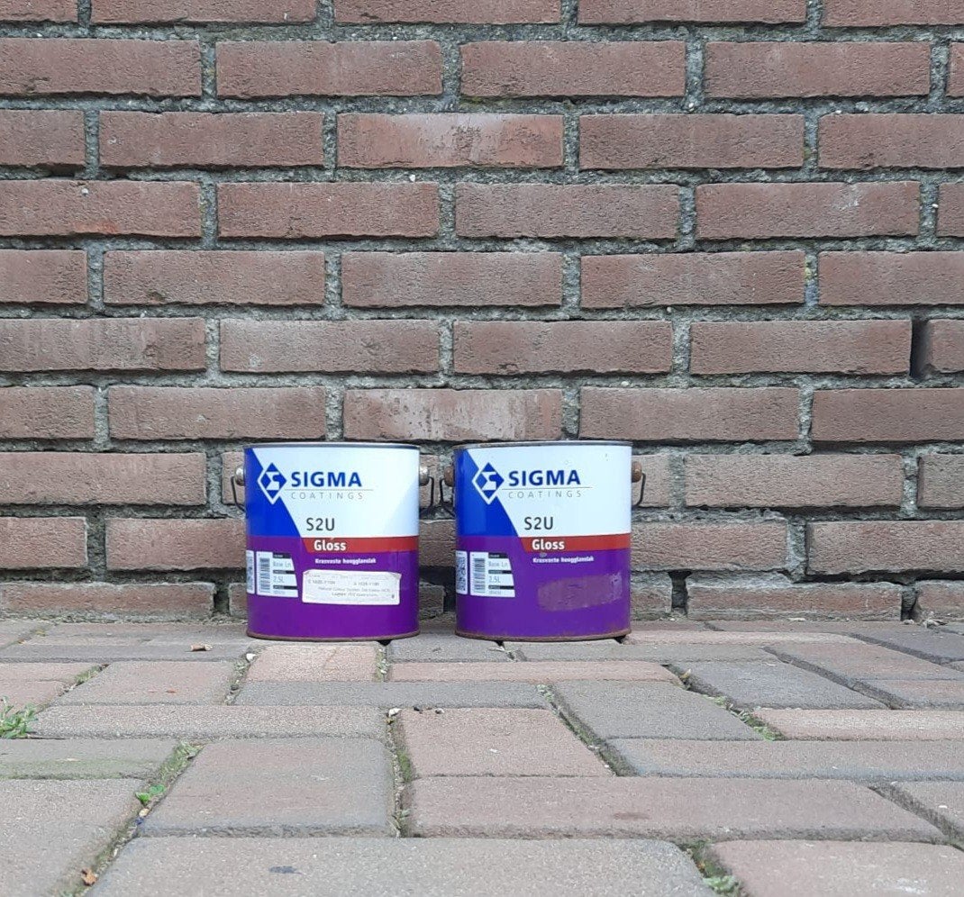Sigma S2U verf Krasvaste hoogglans (gebroken wit) lak 2,5L, Ophalen, Nieuw, Beige