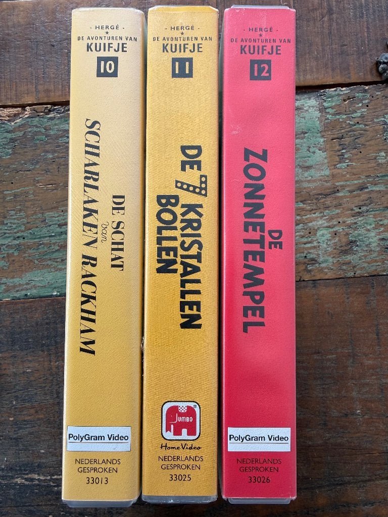 Kuifje VHS  - De Schat, Kristallen Bollen, Zonnetempel, Alle leeftijden, Kinderfilm, Zo goed als nieuw, VHS