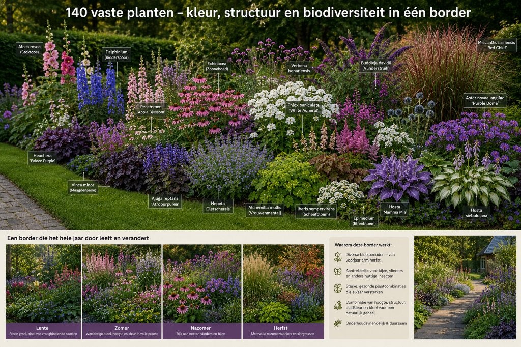 140 Vaste planten Pakket Roze, Wit, Blauw & Paars   € 225.00, Ophalen of Verzenden, Vaste plant, Overige soorten, Volle zon