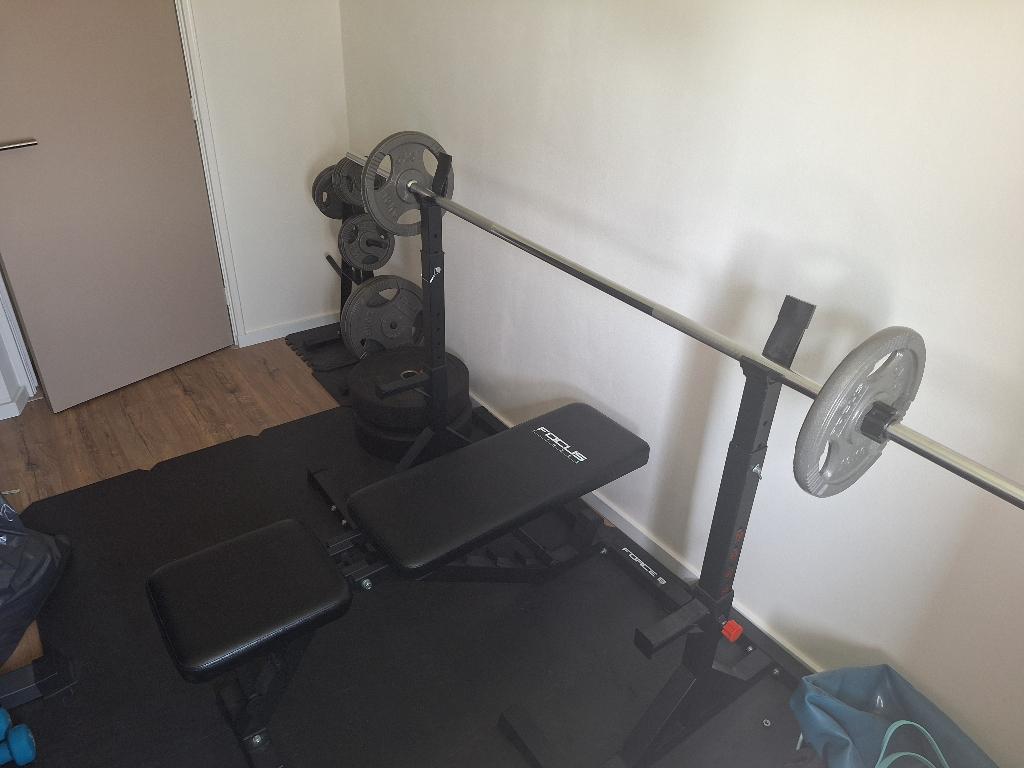 Fitness set 100kg incl. squat rek, bankje & schijvenrek, Sport en Fitness, Ophalen, Zo goed als nieuw, Benen, Overige typen