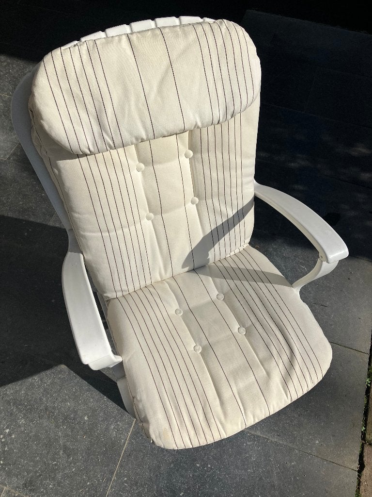 6 Allibert Tangor tuinstoelen met kussens, nieuwstaat!, Tuin en Terras, Tuinstoelen, Ophalen, Zo goed als nieuw, Kunststof, Verstelbaar