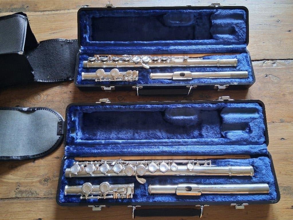 Twee Jupiter 511-SE dwarsfluiten, Ophalen of Verzenden, Gebruikt, Dwarsfluit, Met koffer of tas