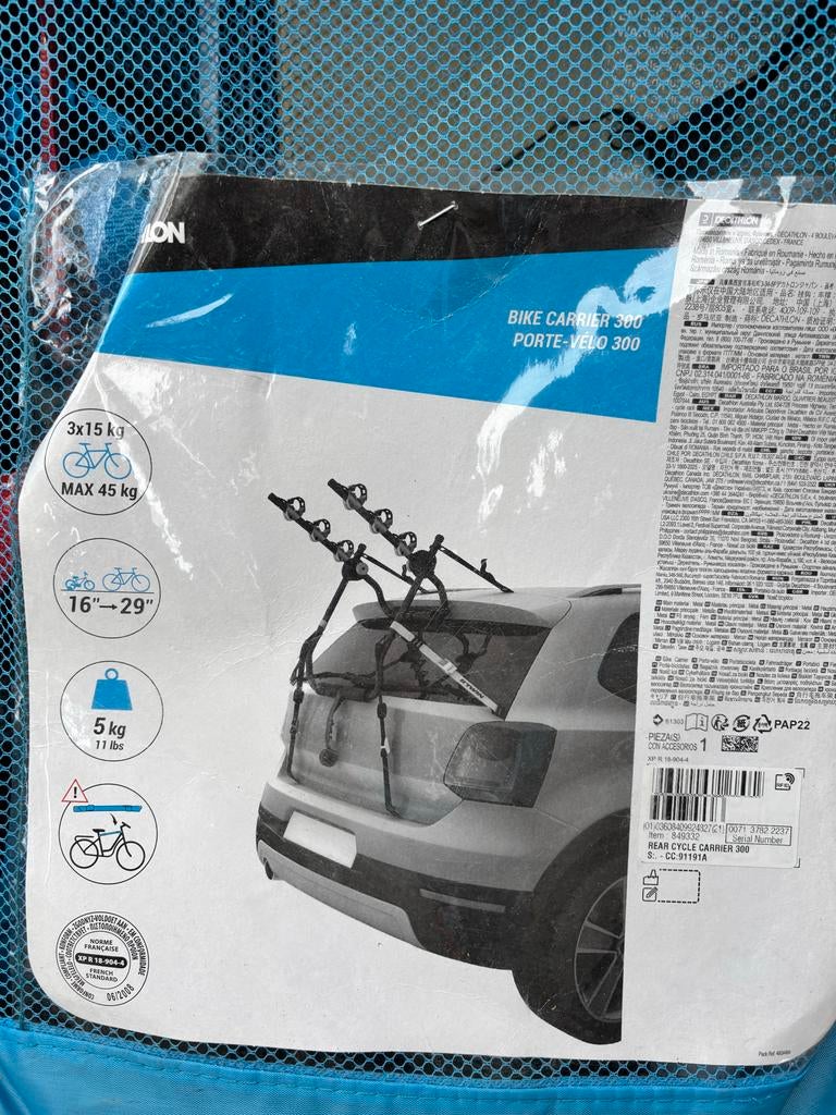 Decathlon B'Twin Fietsendrager 300 voor 3 fietsen, Ophalen, 3 fietsen of meer, Zo goed als nieuw, Achterklepdrager