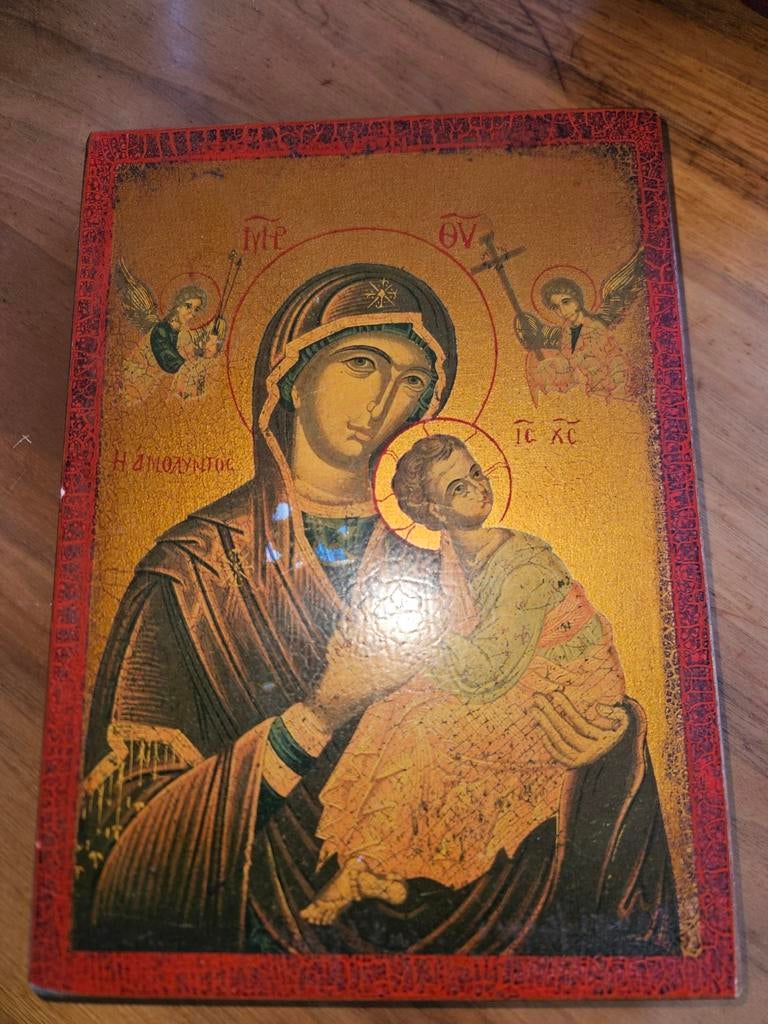 Bisantijns icoon: Moeder en Kind, Antiek en Kunst, Antiek | Religie, Ophalen of Verzenden