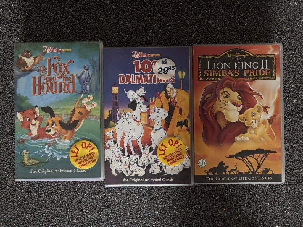 Videoband Disney: 101 Dalmatiers, Leeuwenkoning 2; Frank & F, Cd's en Dvd's, Nederlands ondertiteld, Alle leeftijden, Kinderfilm
