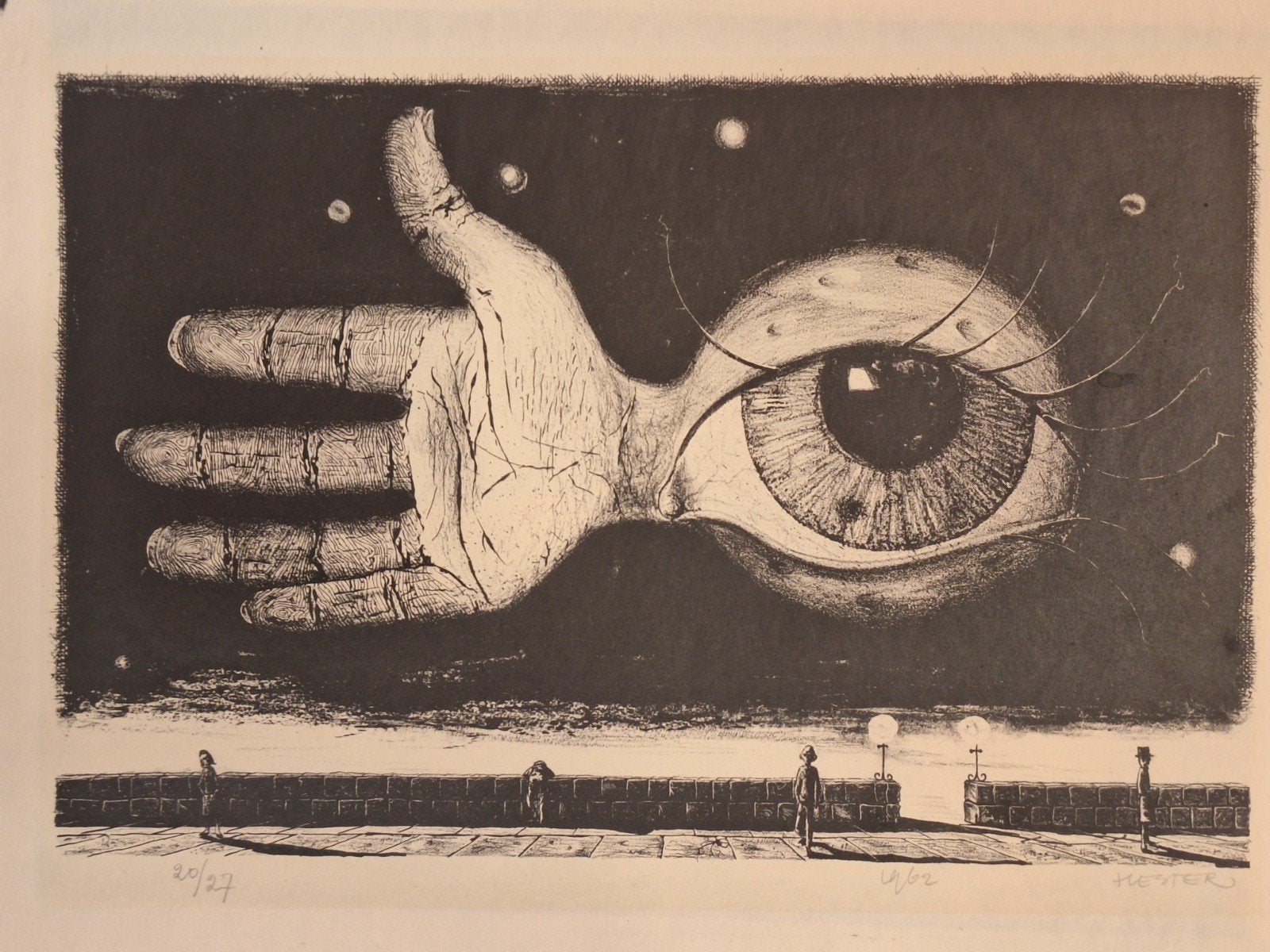 Moderne ets 'Deur' door Henk Hester, Dagelijks leven, Ophalen of Verzenden, Genummerd, 1950 - 1999