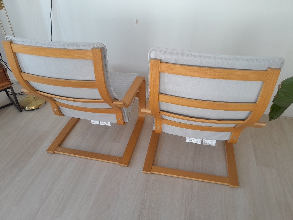 Poang Ikea Arm Chairs, white oak veneer, Ophalen, 75 tot 100 cm, Zo goed als nieuw, Ikea Poang